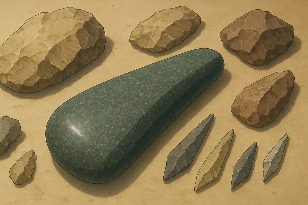 Japanese Paleolithic ground stone axe head demonstrating 30K years of vital tool innovation.